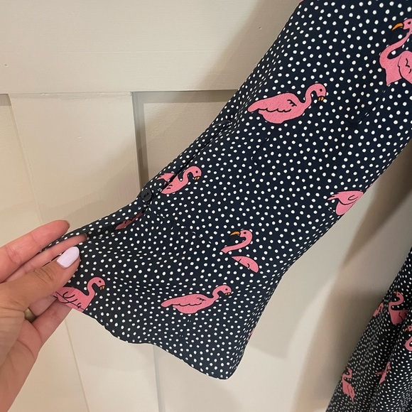 Zara Black Pink Swan Pleated Romper with Pockets Size Medium - Picture 10 of 13